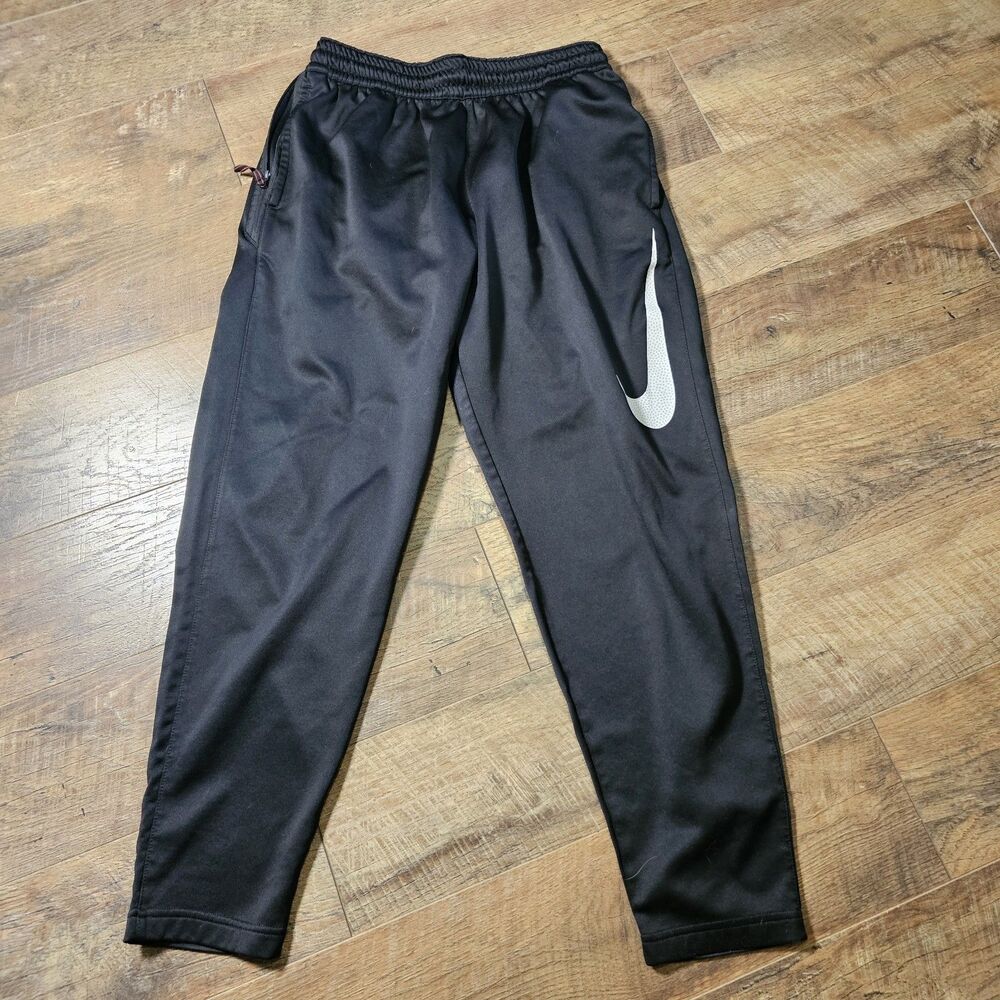 Nike Dri-FIT Men’s Large Black Training Track Pants Big Swoosh Pockets